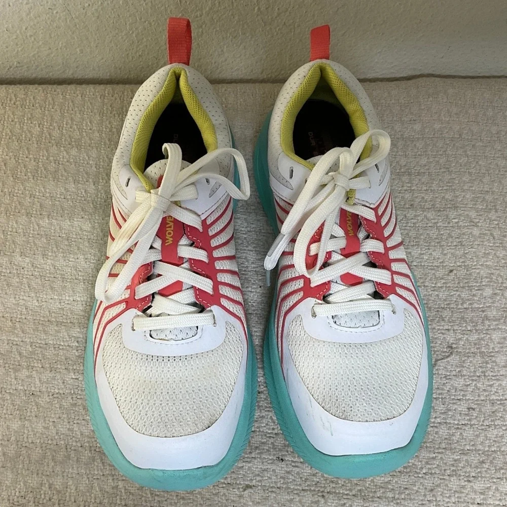 Wolverine Rev Duraspring‎ Women's 8.5 Carbon Safety Toe Work Shoes Pink Aqua